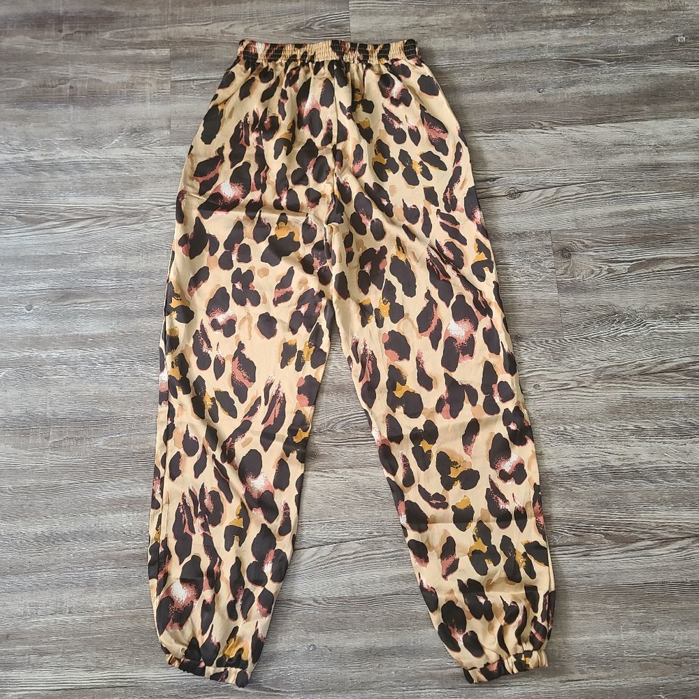 SHEIN Leopard Print Elastic Hem Drawstring Pants Size XS - Picture 7 of 15